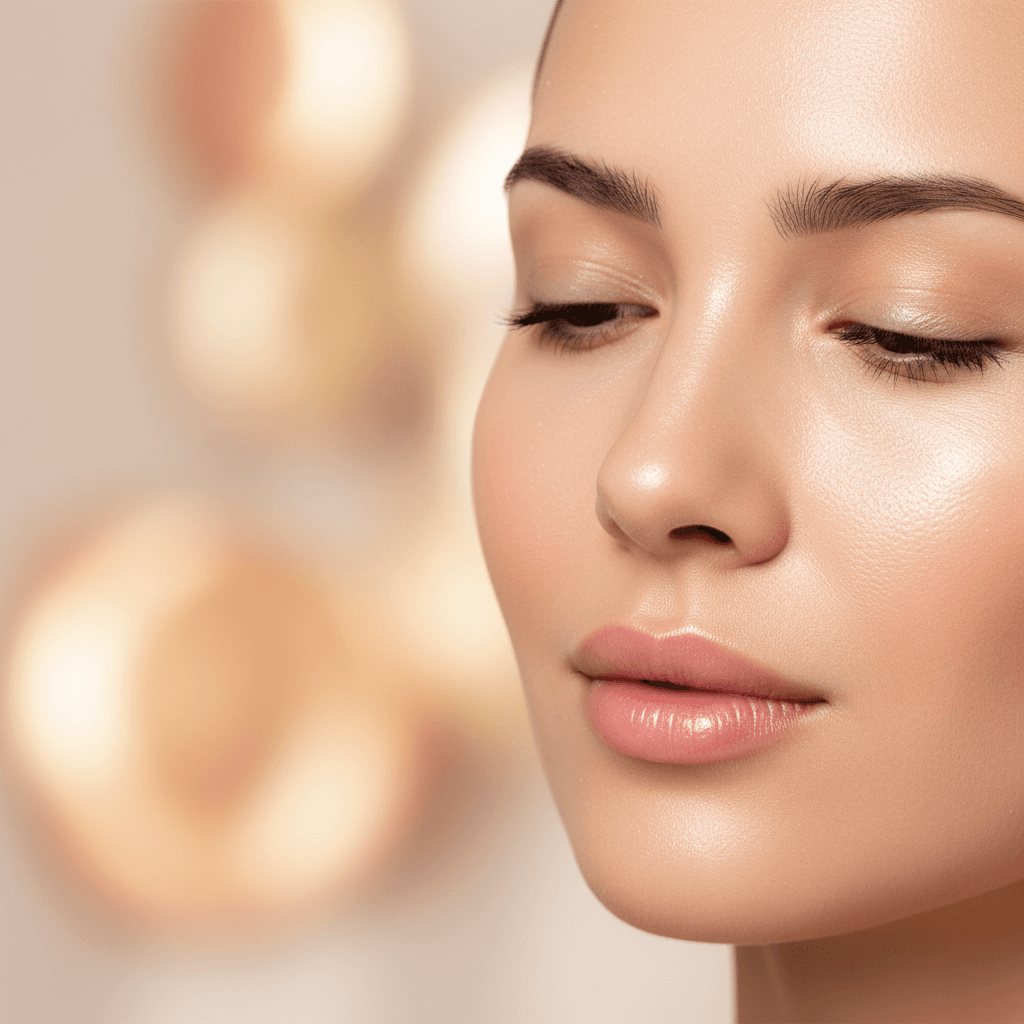 Natural glowing skin after facial treatment